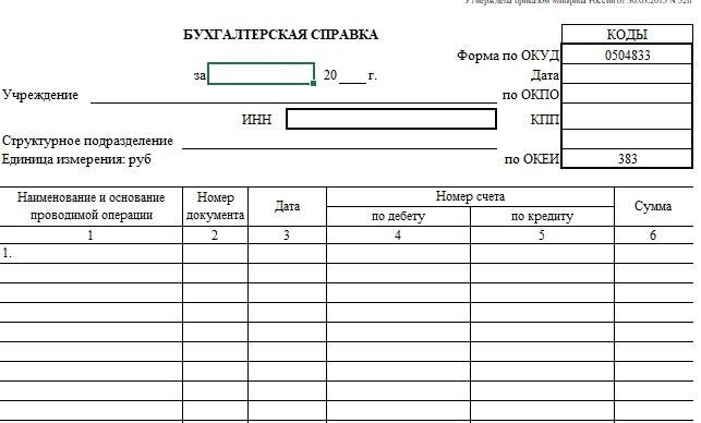 Форма «Счетная ведомость».