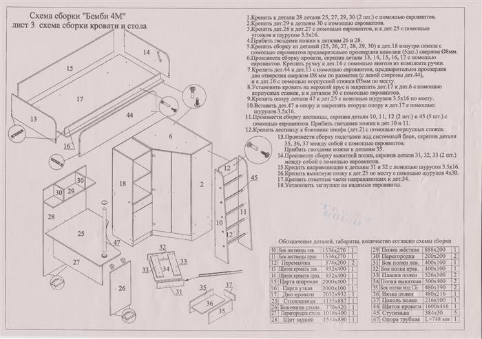 Кровать Бэмби 3 схема сборки